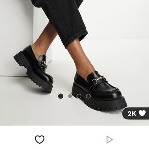 ASOS Black Chunky Lug Loafers with Gold Accent